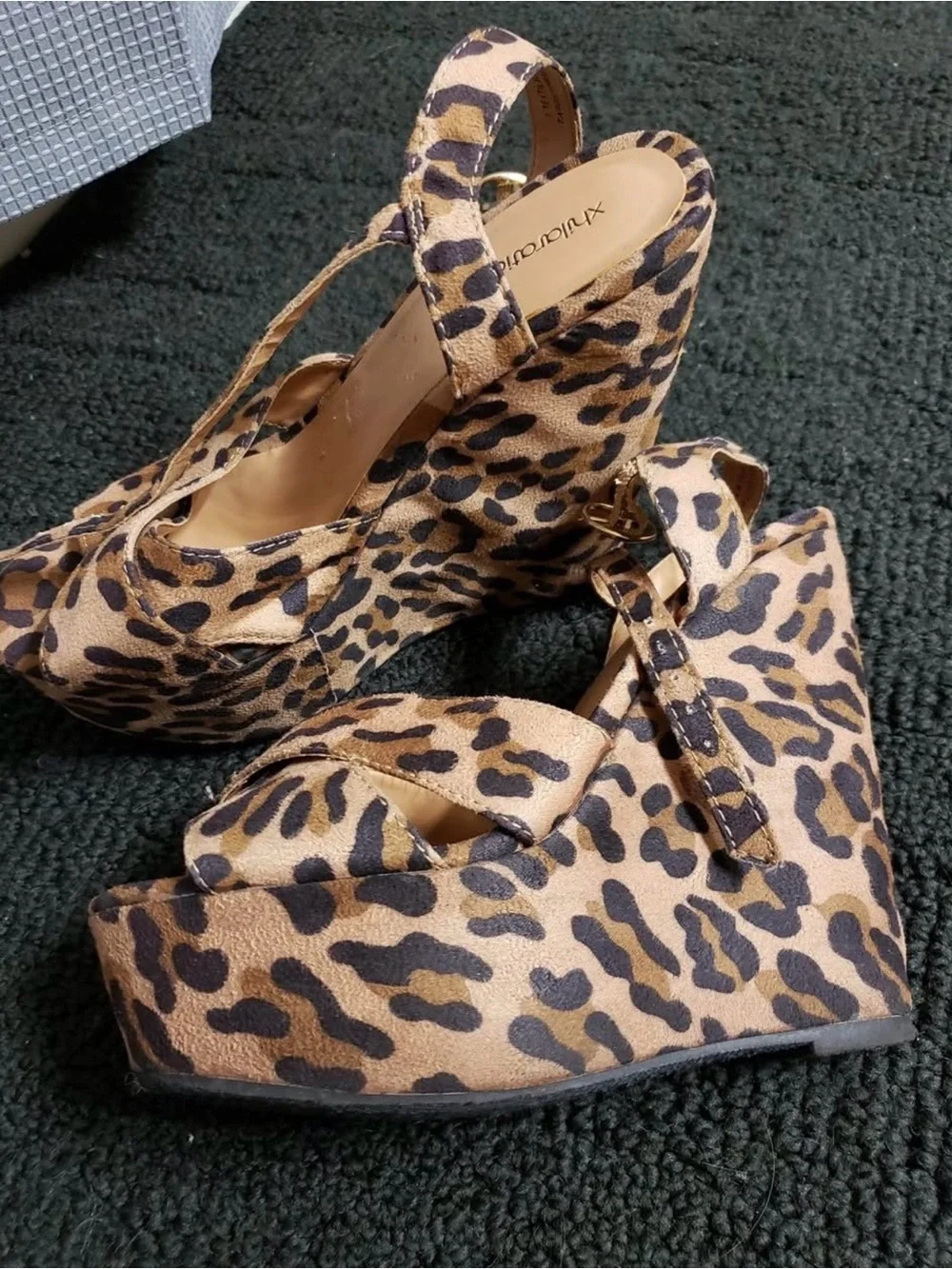 Xhilaration Leopard Print Platform Wedge Sandals - Tan/Black